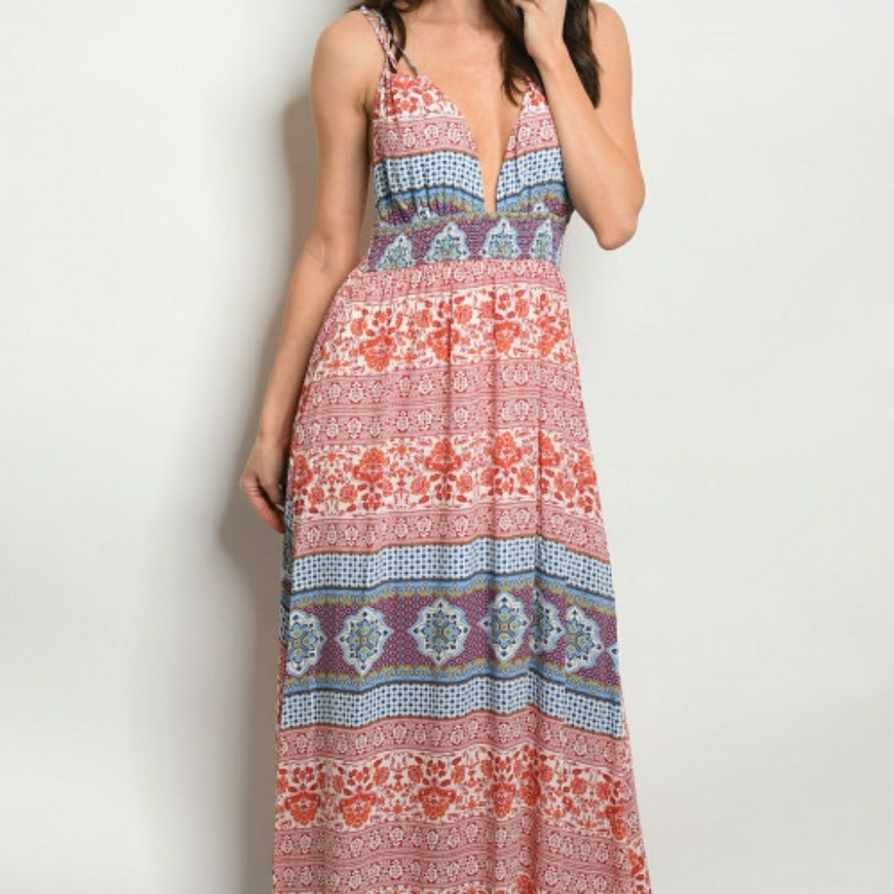 Pink owl maxi dress